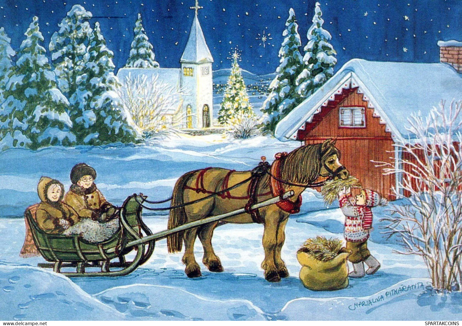 Neujahr Weihnachten PFERD Vintage Ansichtskarte Postkarte CPSM #PBM423.A - Año Nuevo