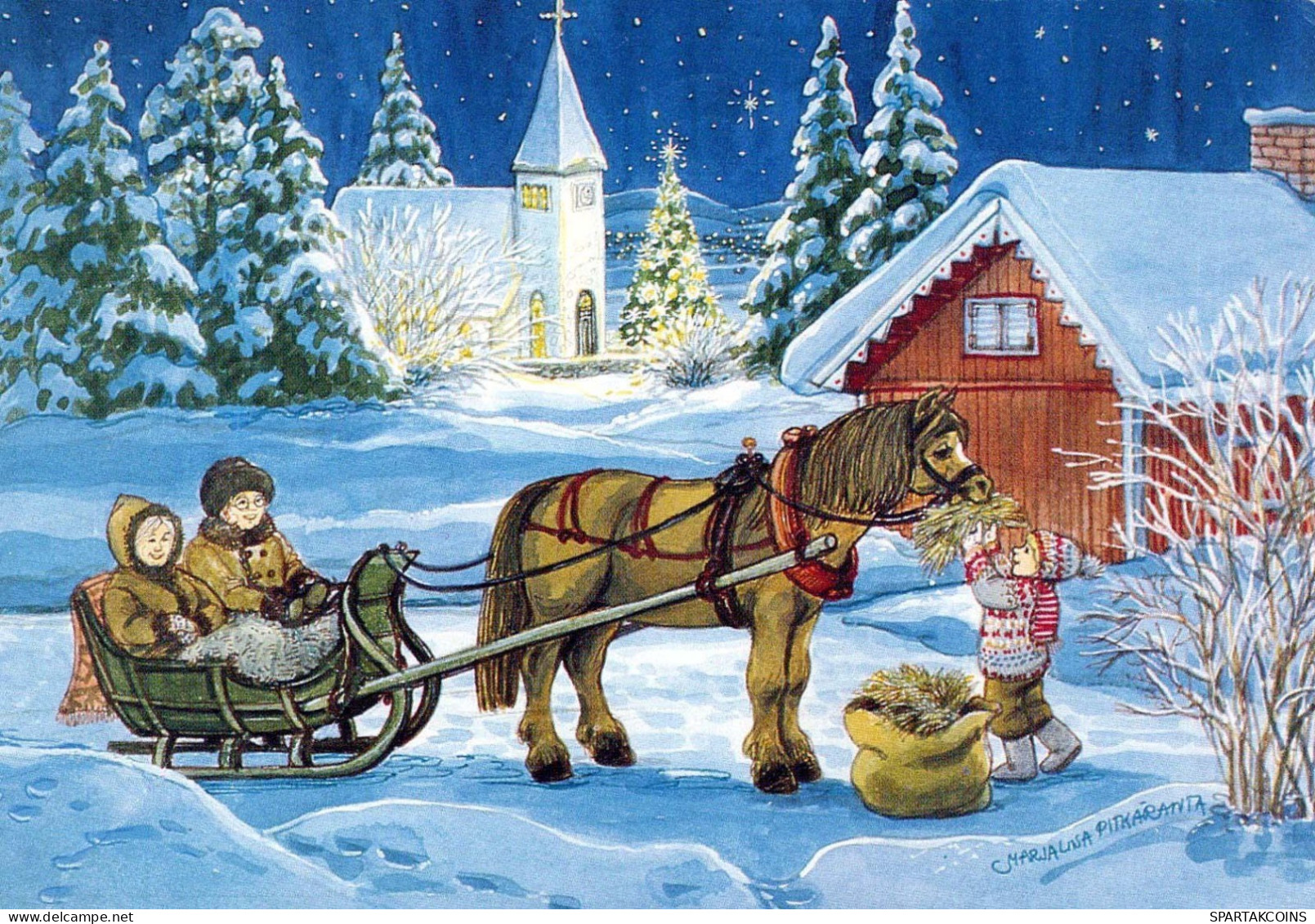 Neujahr Weihnachten PFERD Vintage Ansichtskarte Postkarte CPSM #PBM393.A - Año Nuevo