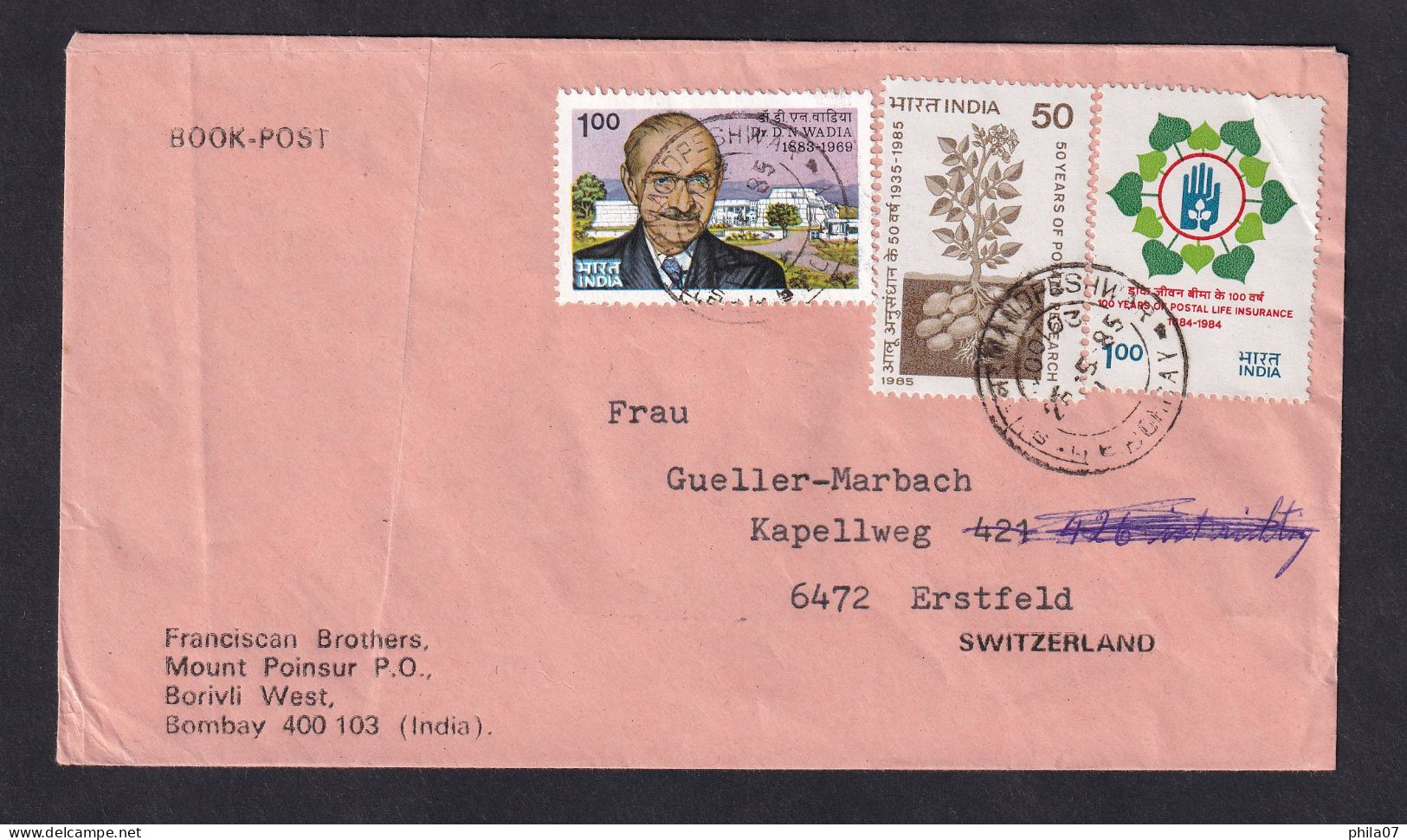 INDIA - Book Post, Envelope Sent From India To Switzerland, Nice Franking / 2 Scans - Autres & Non Classés