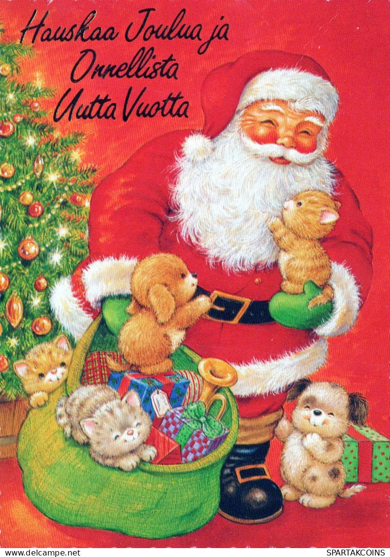 PAPÁ NOEL Feliz Año Navidad Vintage Tarjeta Postal CPSM #PBL079.A - Santa Claus