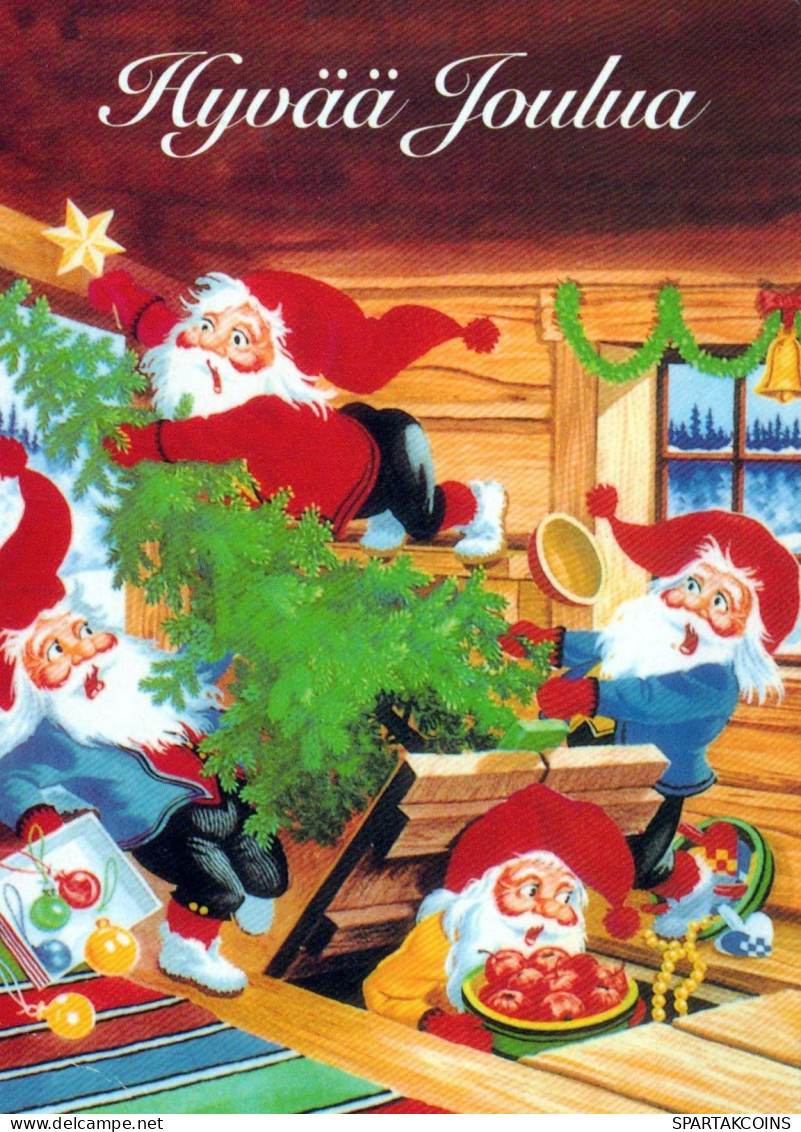 PAPÁ NOEL Feliz Año Navidad GNOMO Vintage Tarjeta Postal CPSM #PAY940.A - Santa Claus