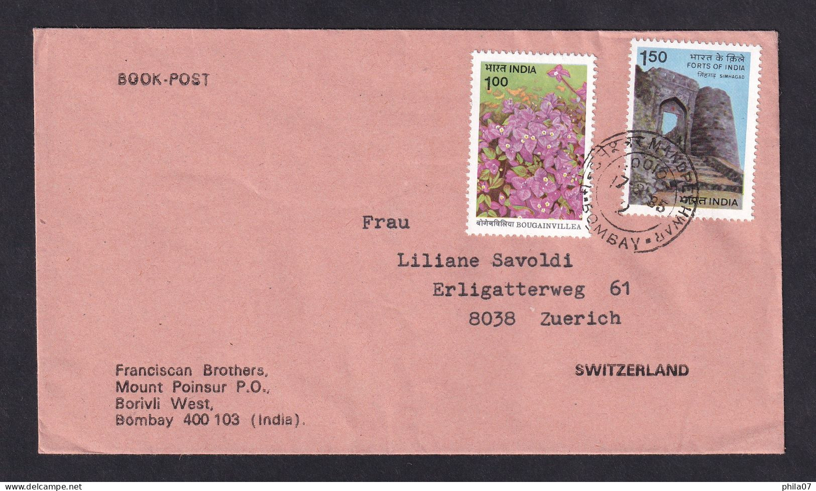 INDIA - Book Post, Envelope Sent From India To Switzerland, Nice Franking / 2 Scans - Altri & Non Classificati