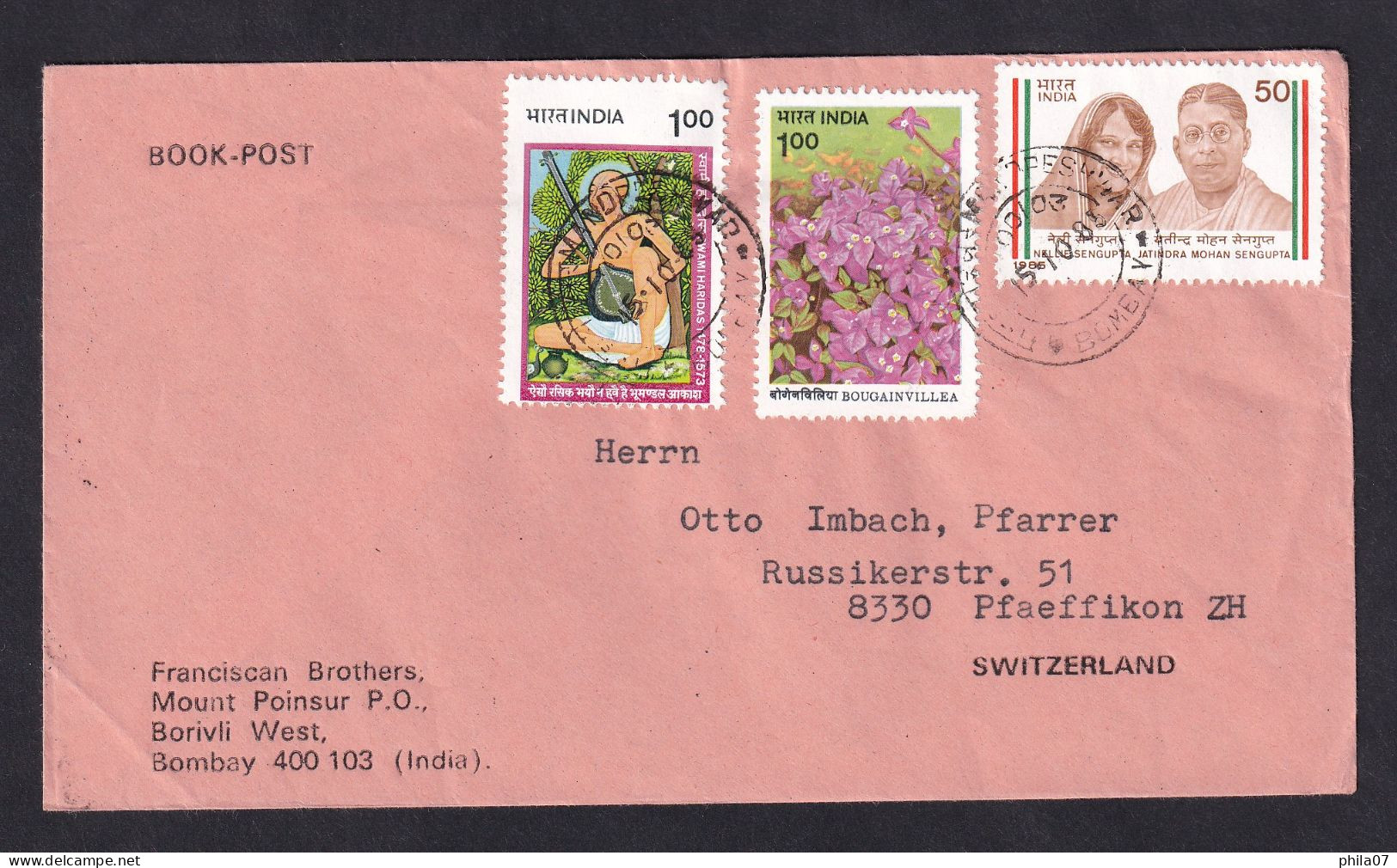 INDIA - Book Post, Envelope Sent From India To Switzerland, Nice Franking / 2 Scans - Otros & Sin Clasificación