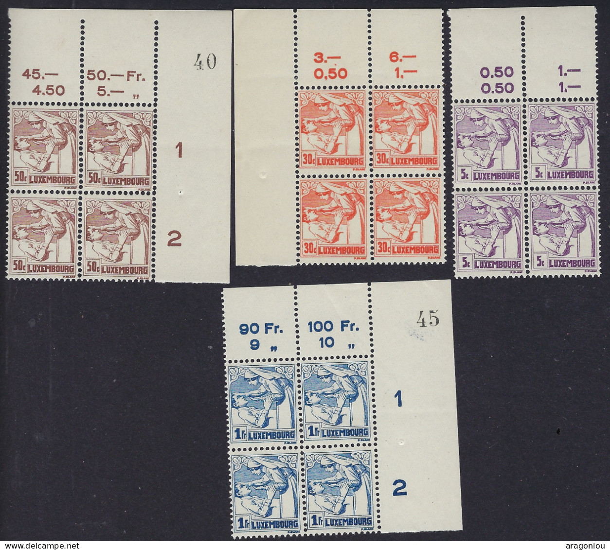 Luxembourg - Luxemburg - Timbres  1925  Blocs à 4    Série Lutte Contre La Tuberculose   MNH** - Unused Stamps