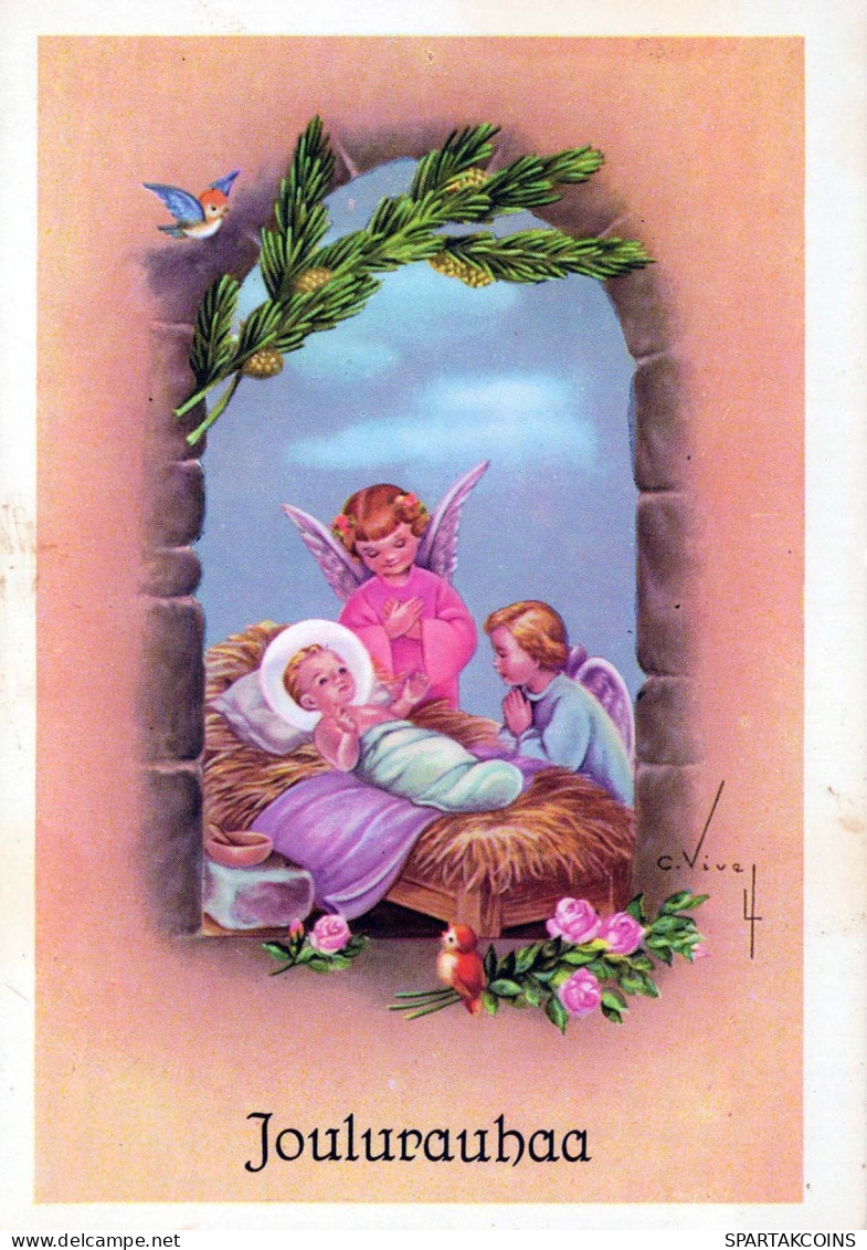 ÁNGEL Navidad Niño JESÚS Vintage Tarjeta Postal CPSM #PBP293.A - Angeli