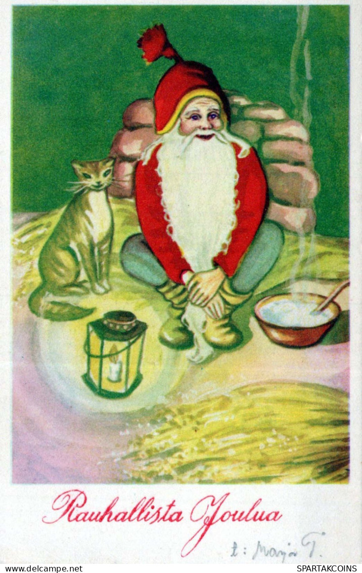 PAPÁ NOEL Feliz Año Navidad GNOMO Vintage Tarjeta Postal CPSMPF #PKD906.A - Santa Claus
