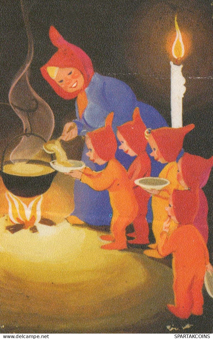 SANTA CLAUS Happy New Year Christmas GNOME Vintage Postcard CPSMPF #PKD585.A - Santa Claus