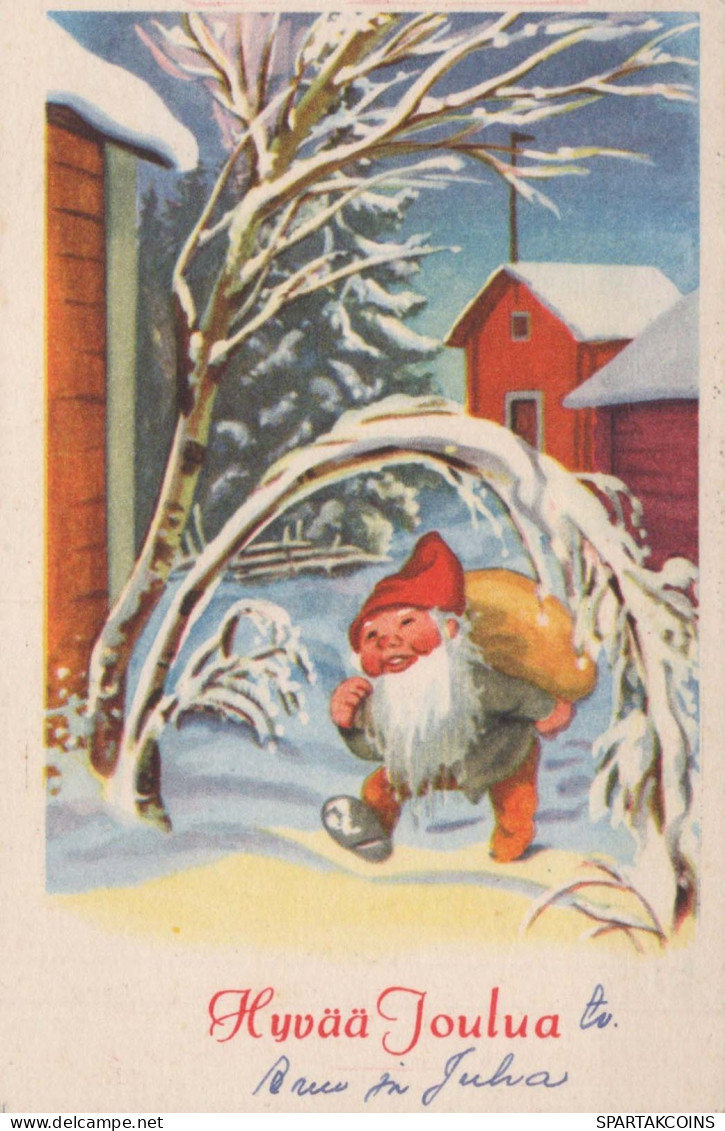 PÈRE NOËL Bonne Année Noël GNOME Vintage Carte Postale CPSMPF #PKD473.A - Santa Claus