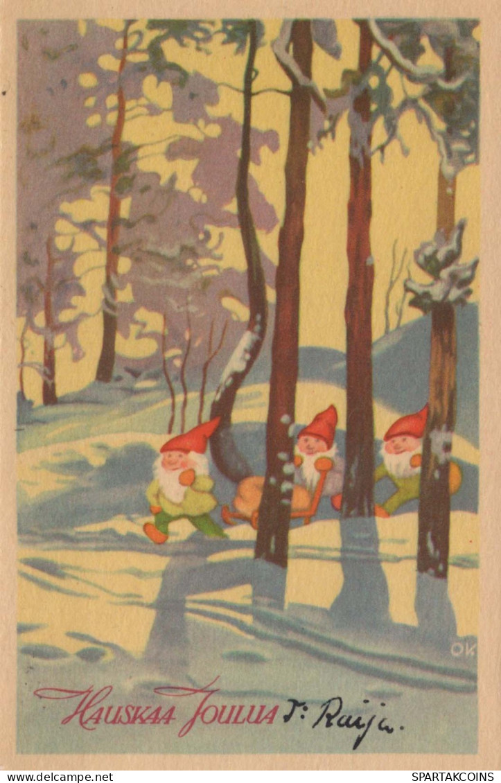 WEIHNACHTSMANN SANTA CLAUS Neujahr Weihnachten GNOME Vintage Ansichtskarte Postkarte CPSMPF #PKD204.A - Santa Claus