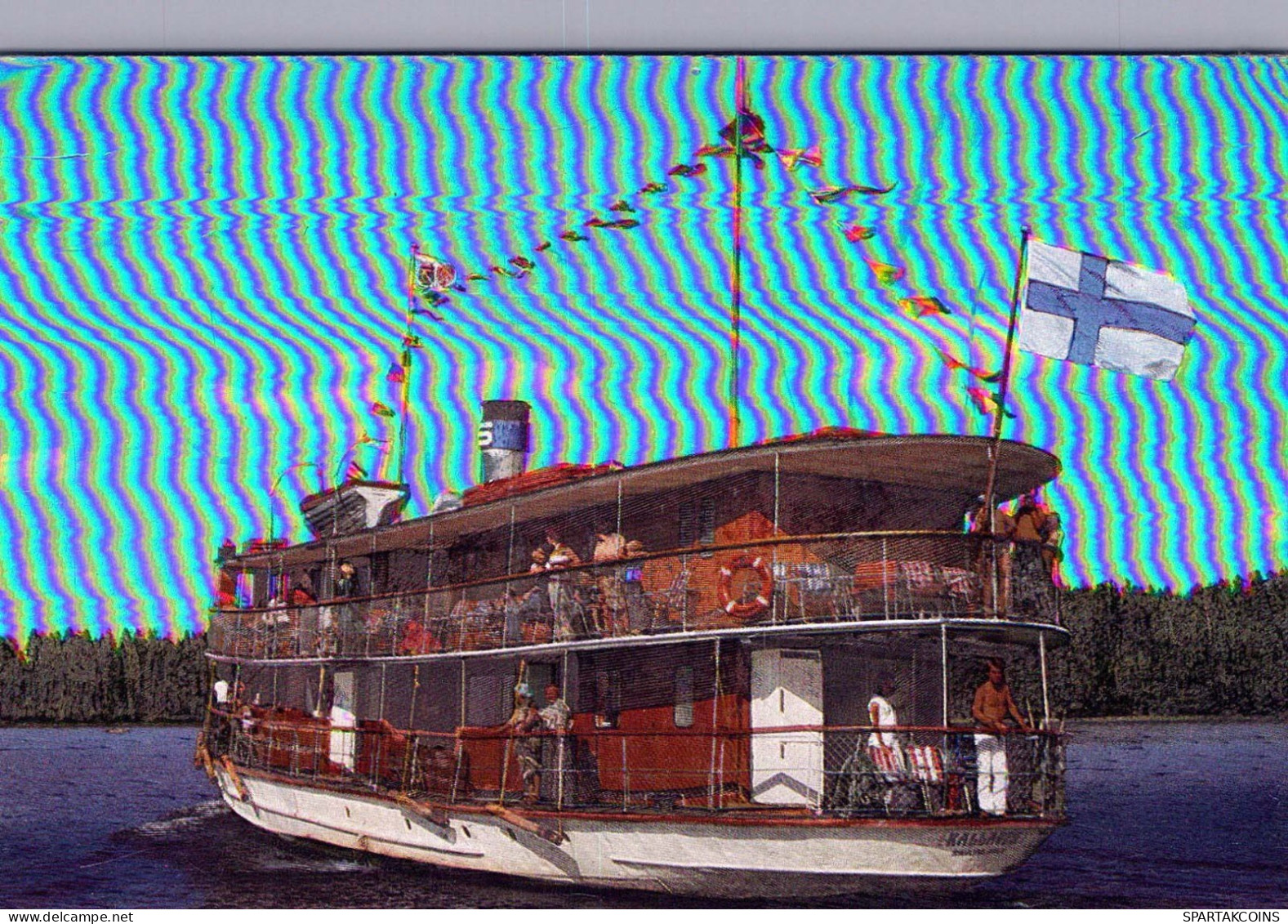 SHIP FINLANDE Suomi LENTICULAR 3D Vintage Carte Postale CPSM #PAZ183.A - Péniches