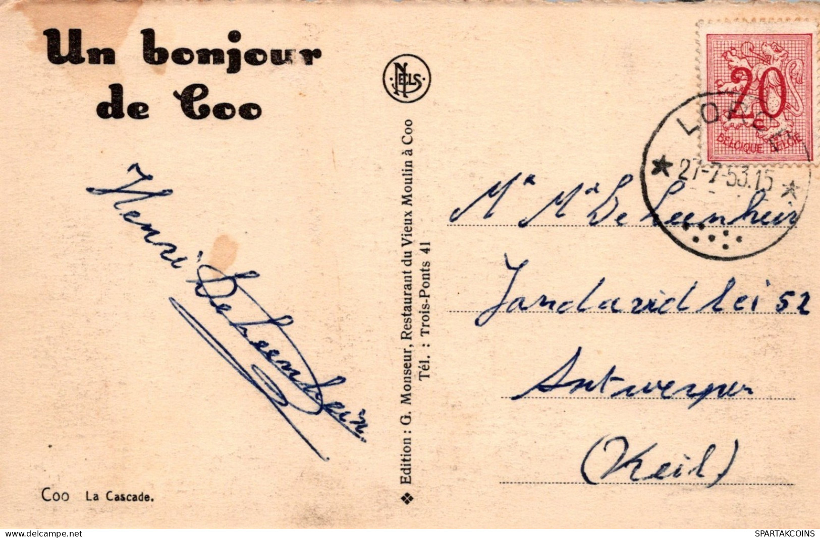 BELGIQUE CASCADE DE COO Province De Liège Carte Postale CPA #PAD189.A - Stavelot