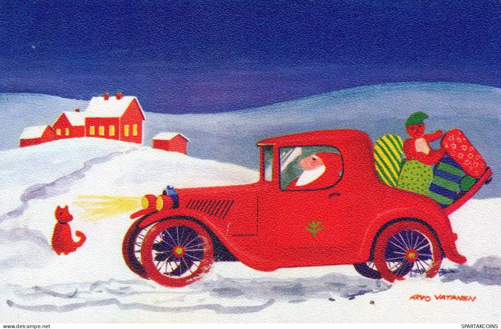 BABBO NATALE Buon Anno Natale Vintage Cartolina CPSMPF #PKG356.A - Santa Claus