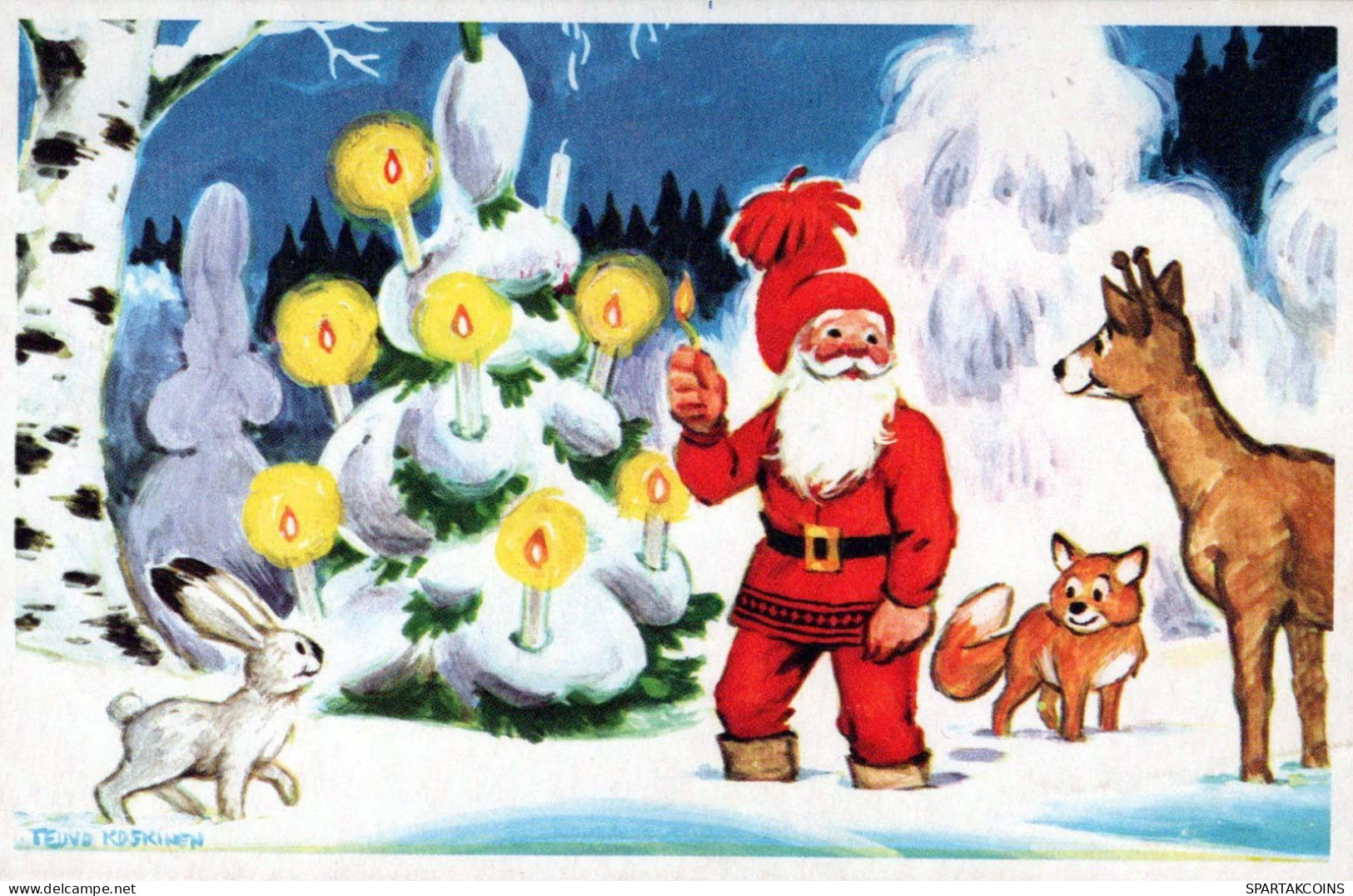 PAPÁ NOEL Feliz Año Navidad Vintage Tarjeta Postal CPSMPF #PKG360.A - Santa Claus