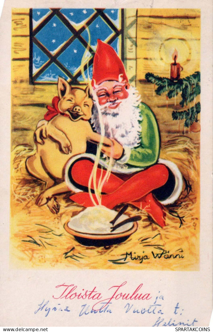 SANTA CLAUS Happy New Year Christmas Vintage Postcard CPSMPF #PKG319.A - Santa Claus