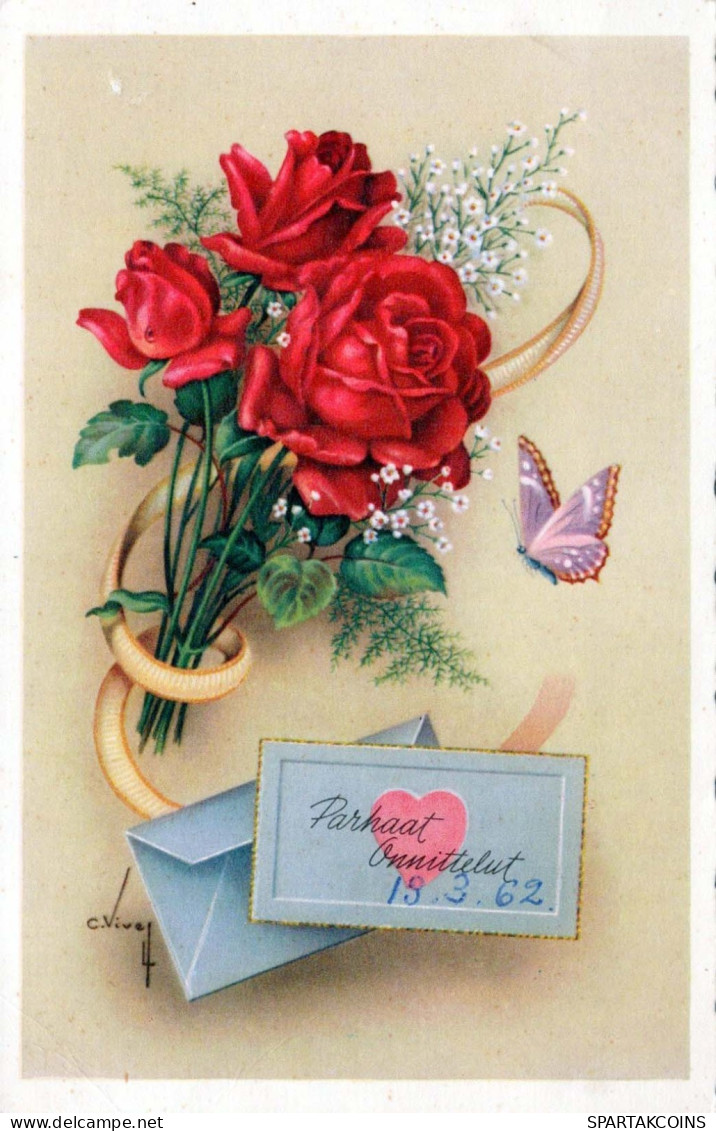 FLORES Vintage Tarjeta Postal CPSMPF #PKG075.A - Flowers