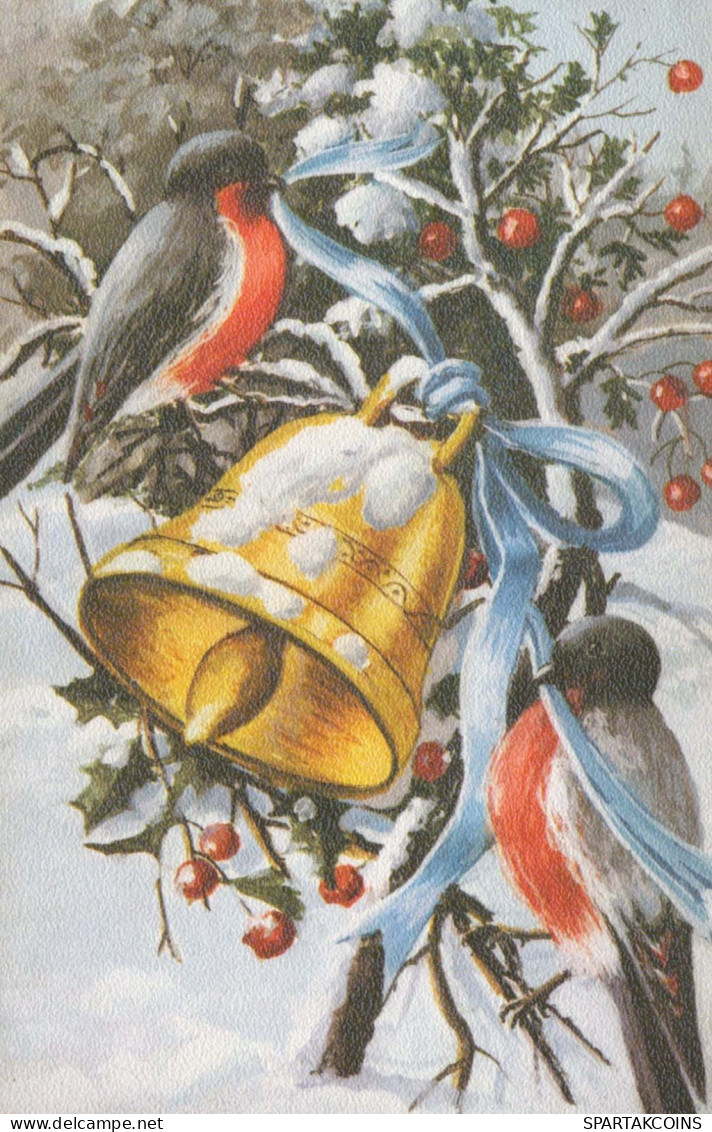 Feliz Año Navidad PÁJARO CAMPANA Vintage Tarjeta Postal CPA #PKE837.A - Neujahr