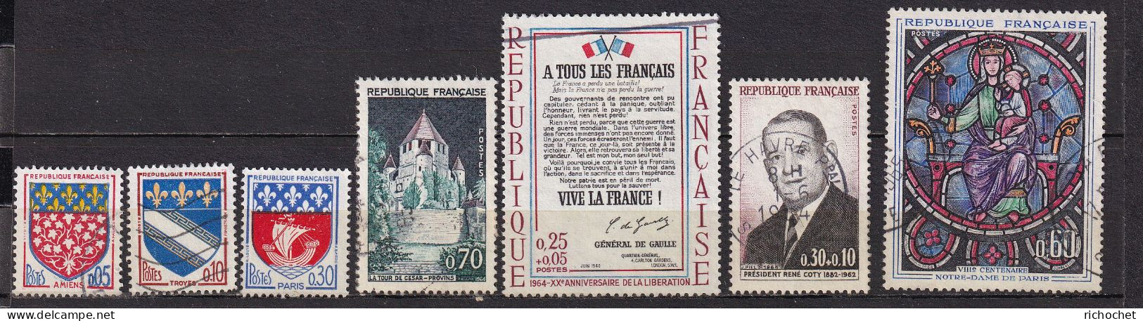 France 1352 + 1353 + 1354B + 1392A + 1408 + 1412 + 1419 ° - Gebraucht