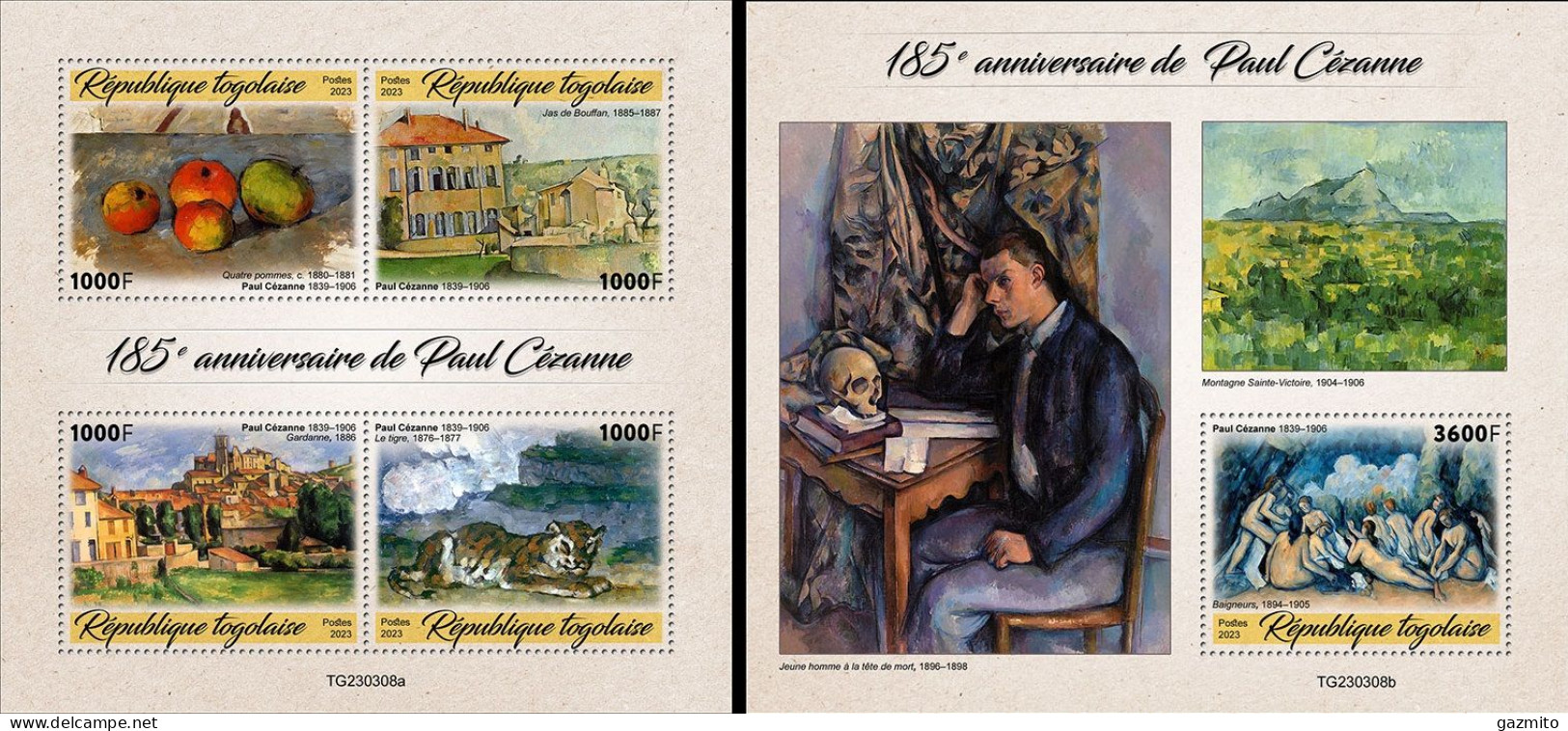 Togo 2023, Art, Cezanne, 4val In BF +BF - Togo (1960-...)