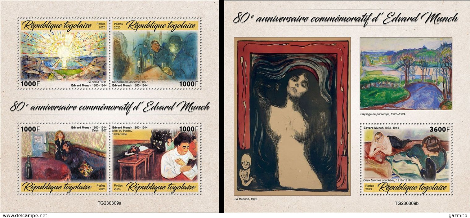 Togo 2023, Art, Munch, 4val In BF +BF - Togo (1960-...)