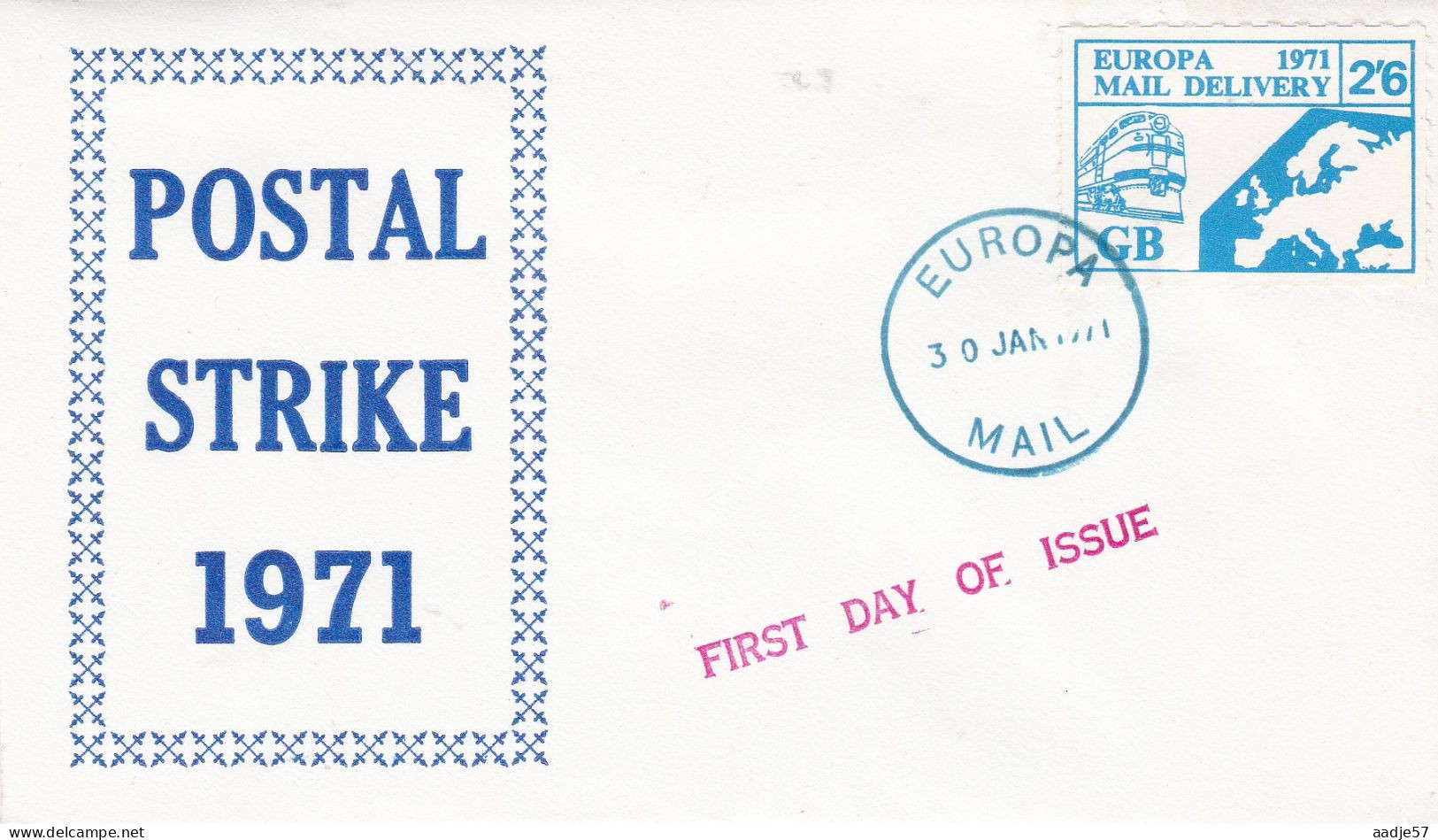 GB Engeland Postal Strike To Europa 30-01-1971 FDC - Eisenbahnen