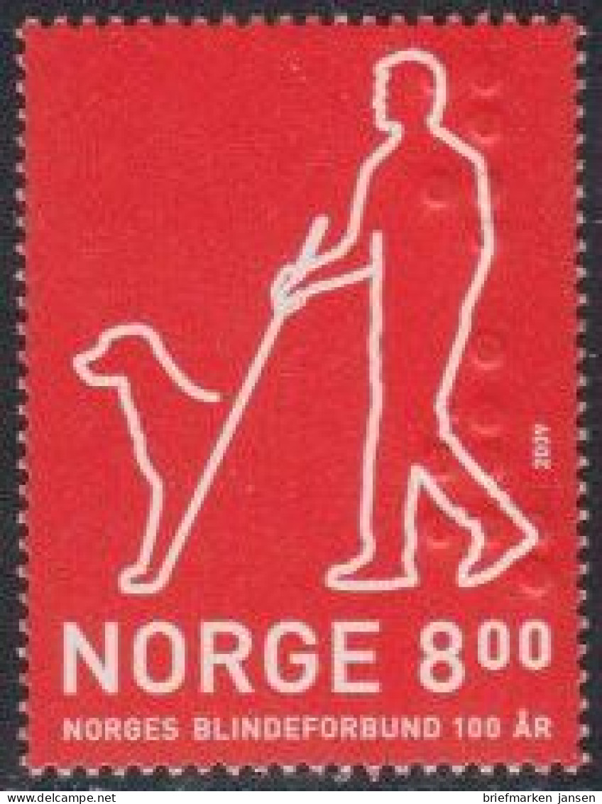 Norwegen Mi.Nr. 1699 Norweg.Blindengesellschaft, Mann Mit Blindenhund (8,00) - Ongebruikt