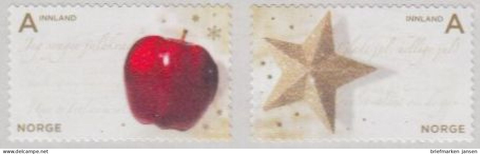 Norwegen Mi.Nr. 1704-05 Weihnachten, Apfel Und Stern, Skl. (2 Werte) - Ongebruikt