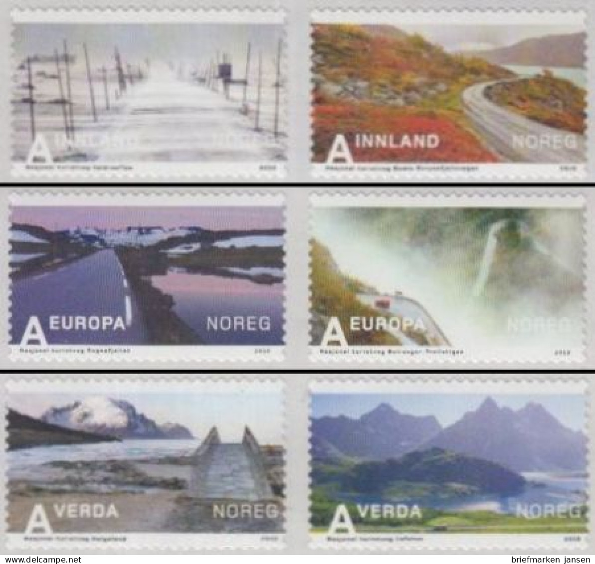 Norwegen Mi.Nr. 1714-19 Tourismus, Nat.Touristenstraßen, Skl. (6 Werte) - Unused Stamps