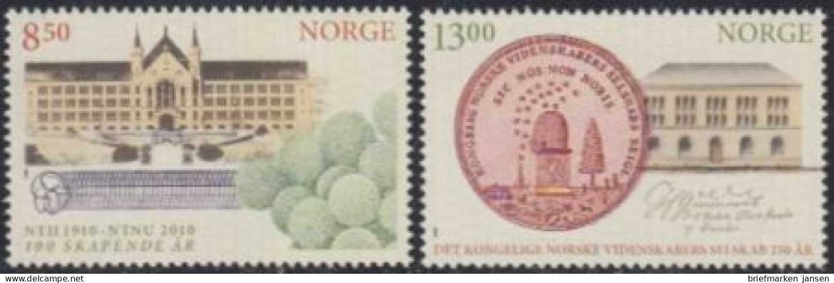 Norwegen Mi.Nr. 1734-35 Königl.Norweg.Wissenschaftsgesellschaft (2 Werte) - Unused Stamps