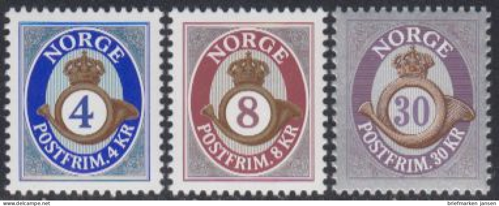 Norwegen Mi.Nr. 1740-42 Freim. Posthorn (3 Werte) - Ongebruikt