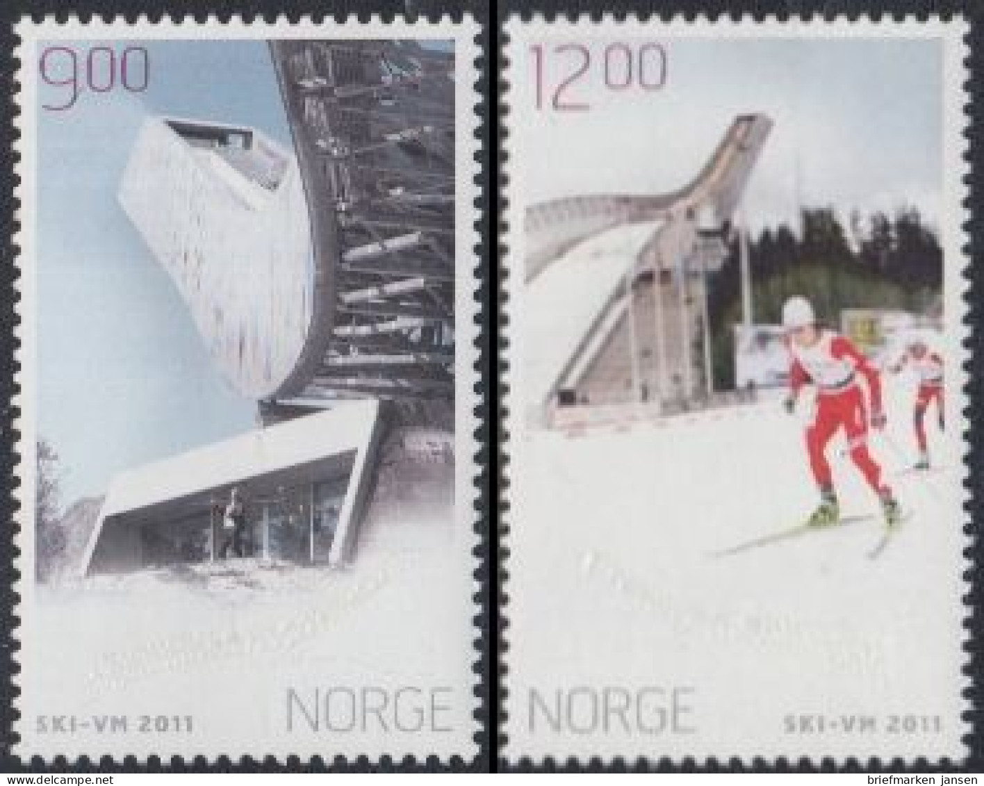 Norwegen Mi.Nr. 1746-47 Nordische Ski-WM Oslo (2 Werte) - Neufs