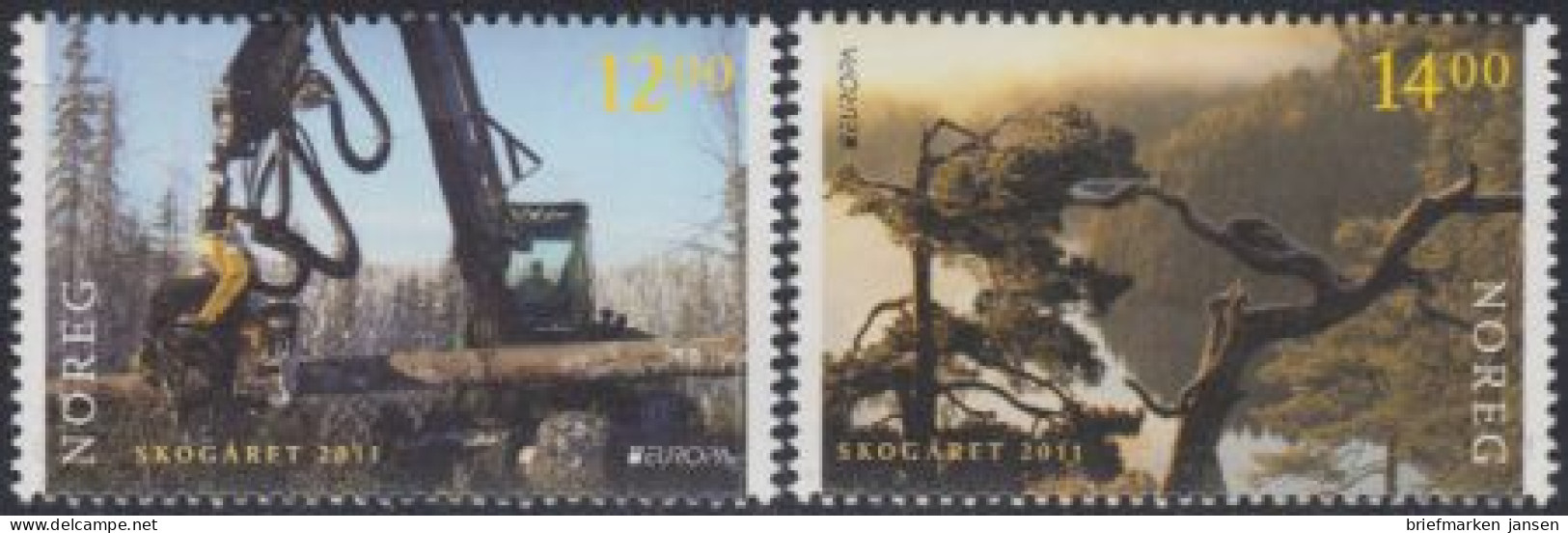 Norwegen Mi.Nr. 1758-59 Europa 11, Der Wald (2 Werte) - Unused Stamps