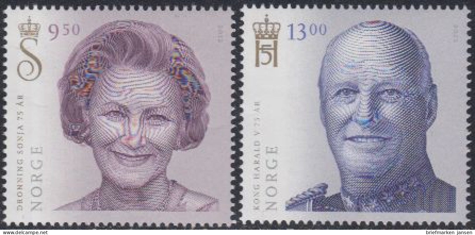 Norwegen Mi.Nr. 1775-76 Königin Sonja, König Harald V (2 Werte) - Neufs