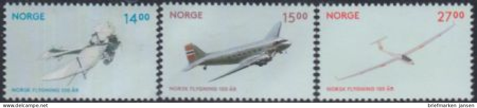 Norwegen Mi.Nr. 1785-87 Norweg.Luftfahrt (3 Werte) - Neufs