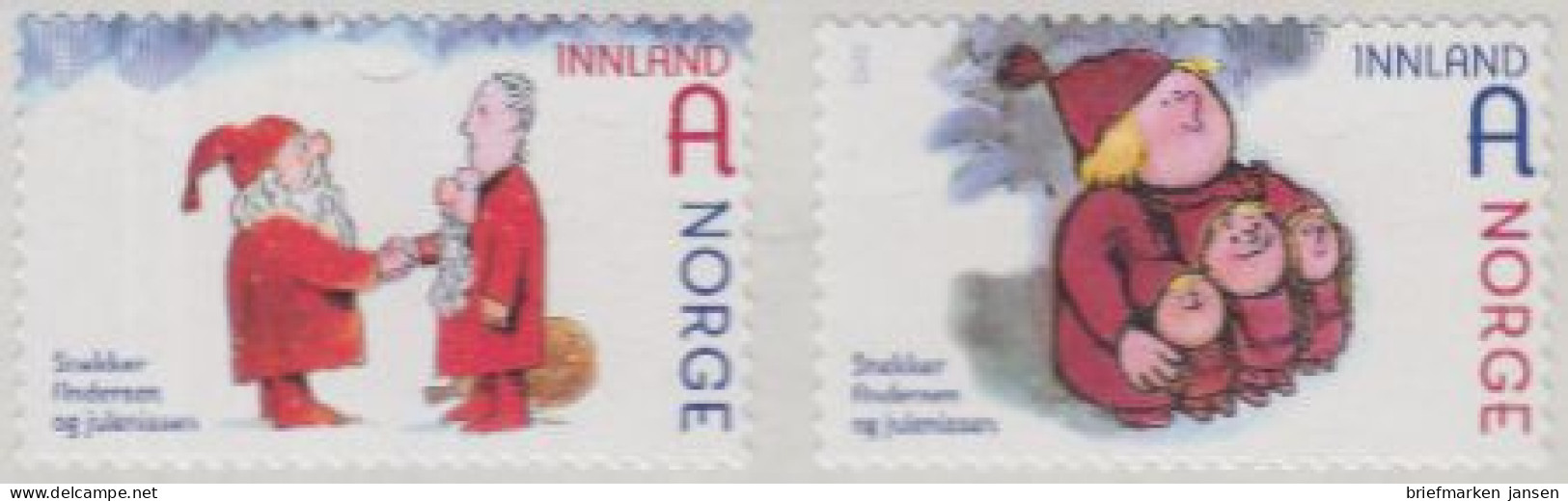 Norwegen Mi.Nr. 1800-01 Weihnachten, Weihnachtsmann U.a., Skl. (2 Werte) - Unused Stamps