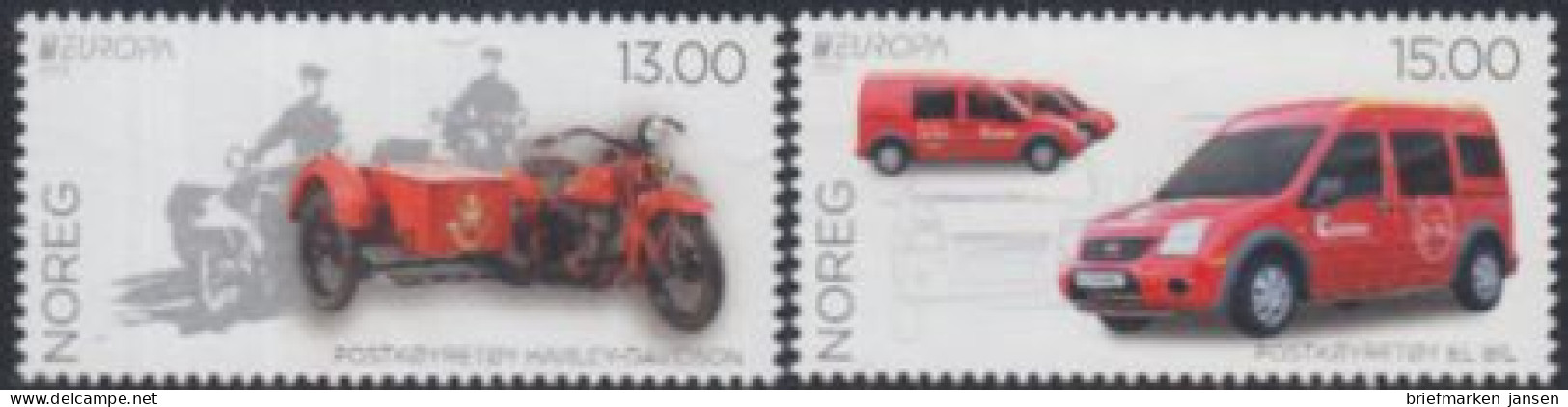 Norwegen Mi.Nr. 1816-17 Europa 13, Postfahrzeuge (2 Werte) - Ungebraucht