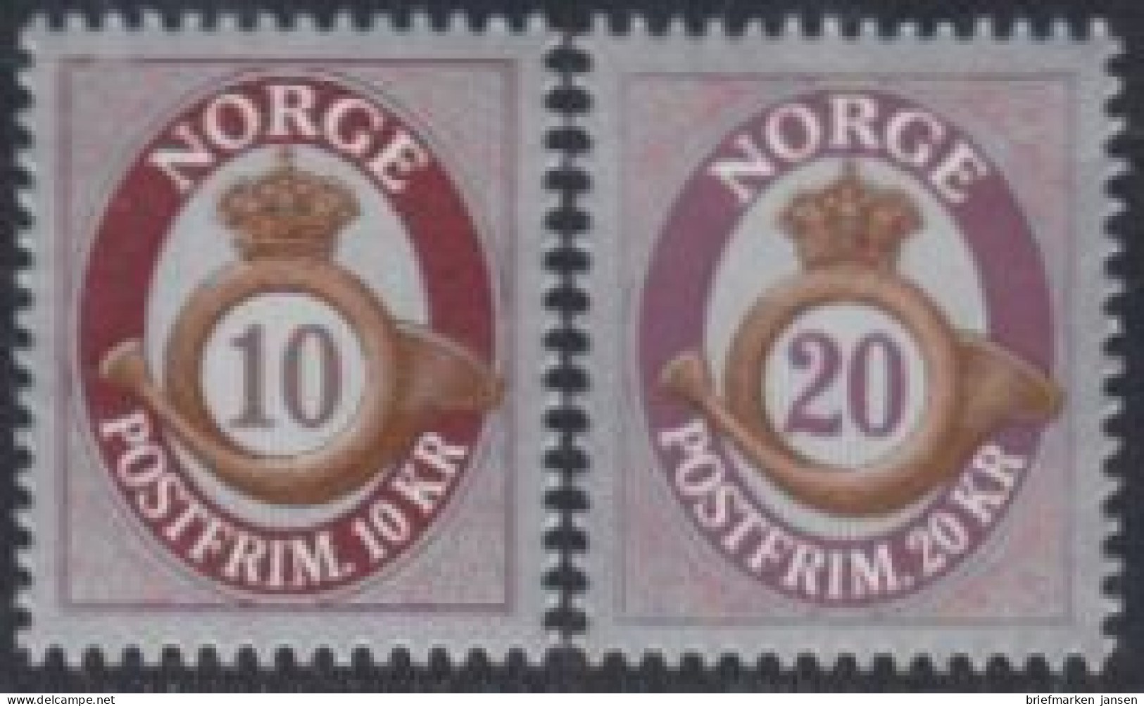 Norwegen Mi.Nr. 1831-32 Freim. Posthorn (2 Werte) - Unused Stamps