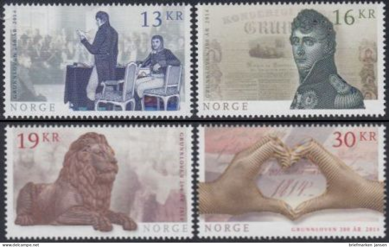 Norwegen Mi.Nr. 1855-58 200Jahre Verfassung (4 Werte) - Unused Stamps