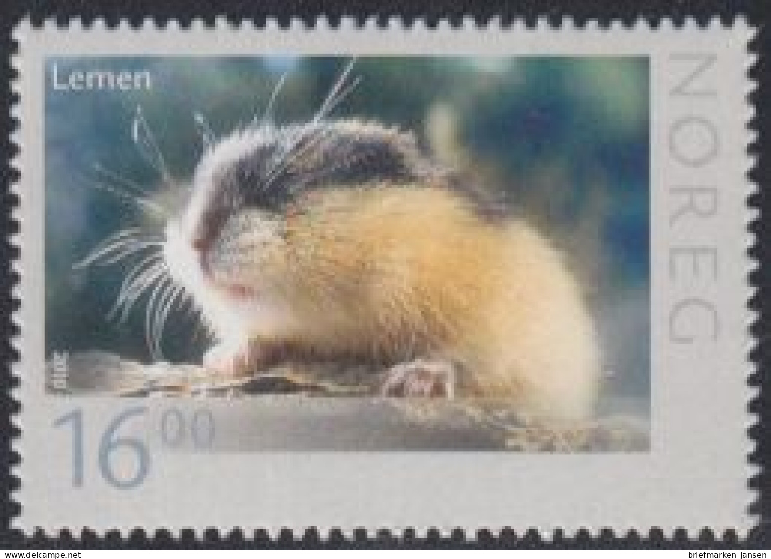 Norwegen Mi.Nr. 1838 Wildlebende Tiere, Berglemming, Skl. (16,00) - Unused Stamps