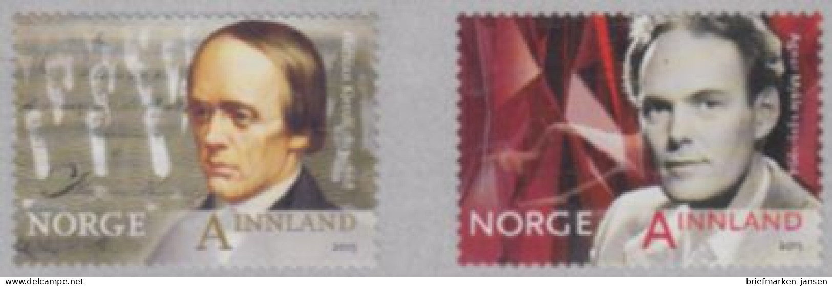 Norwegen Mi.Nr. 1890-91 Halfdan Kjerulf, Agnar Mykle, Skl. (2 Werte) - Ongebruikt