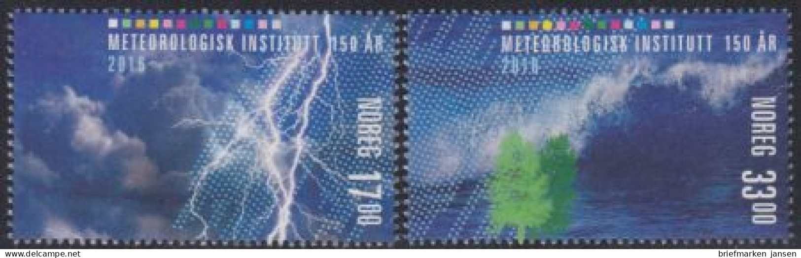 Norwegen Mi.Nr. 1916-17 150Jahre Wetterdienst (2 Werte) - Unused Stamps