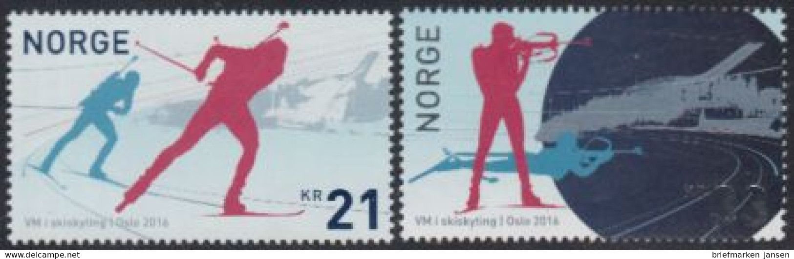 Norwegen Mi.Nr. 1904-05 Biathlon-WM (2 Werte) - Nuevos