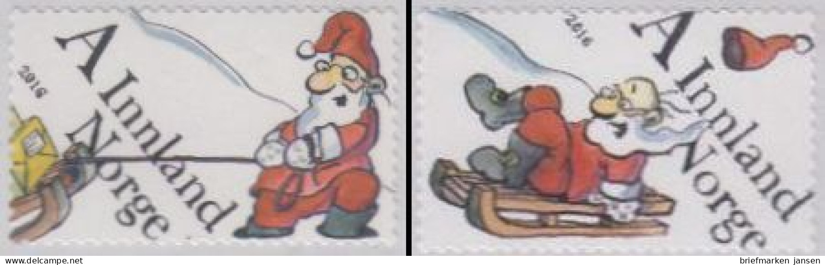 Norwegen MiNr. 1925-26 Weihnachten, Weihnachtsmann Mit Schlitten, Skl (2 Werte) - Unused Stamps