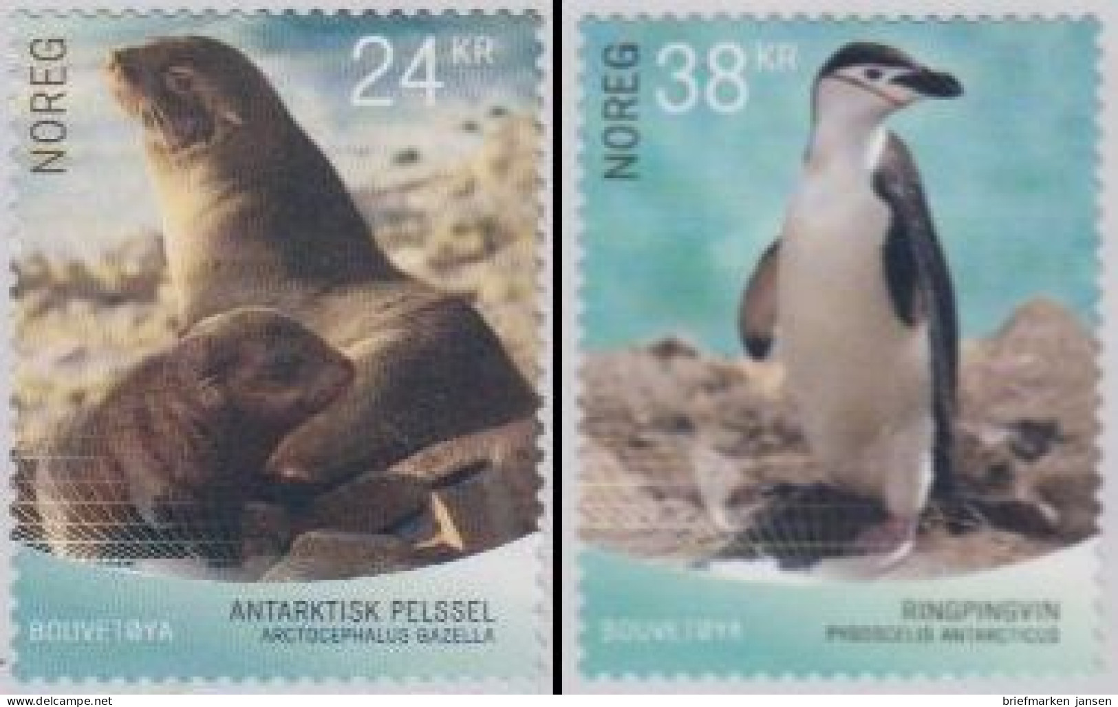 Norwegen MiNr. 1962-63 Fauna D.Bouvetinsel, Seebär, Pinguin, Skl (2 Werte) - Unused Stamps
