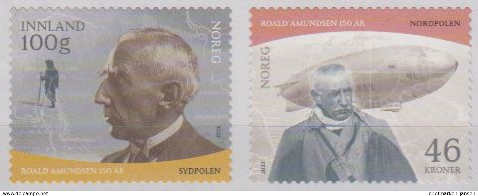 Norwegen Mi.Nr. 2066-2067, 150. Geburtstag Ronald Amundsen, Skl. (2 Werte) - Ongebruikt