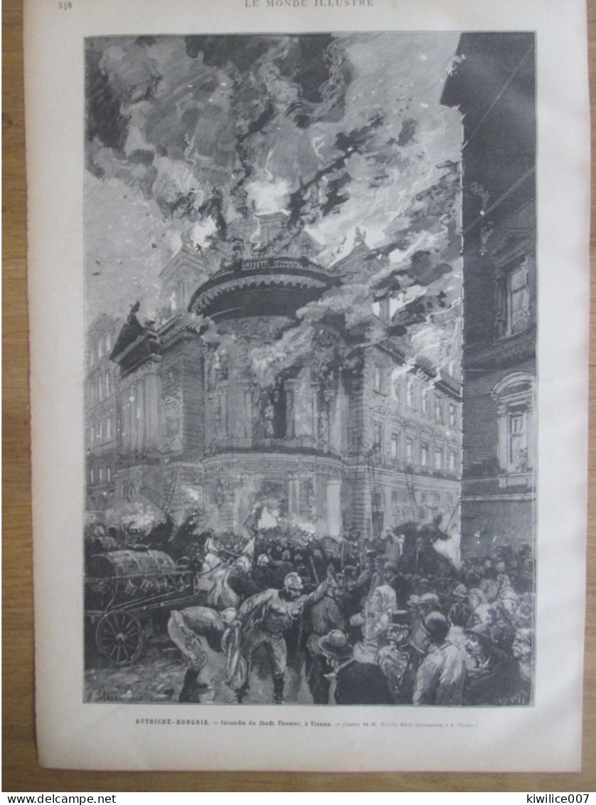 1884 VIENNE AUTRICHE INCENDIE  DU STADT  THEATER Pompier - Prenten & Gravure
