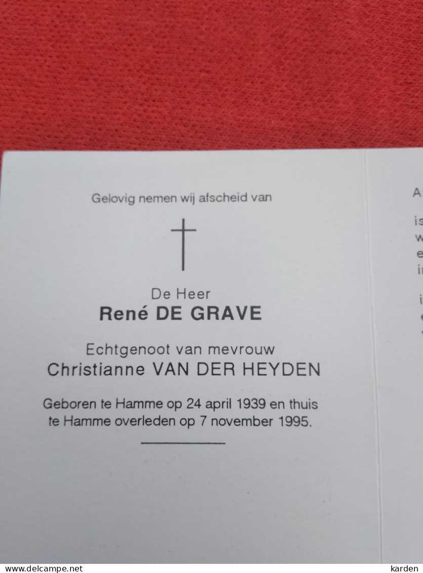 Doodsprentje René De Grave / Hamme 24/4/1939 - 7/11/1995 ( Christianne Van Der Heyden ) - Religion & Esotérisme