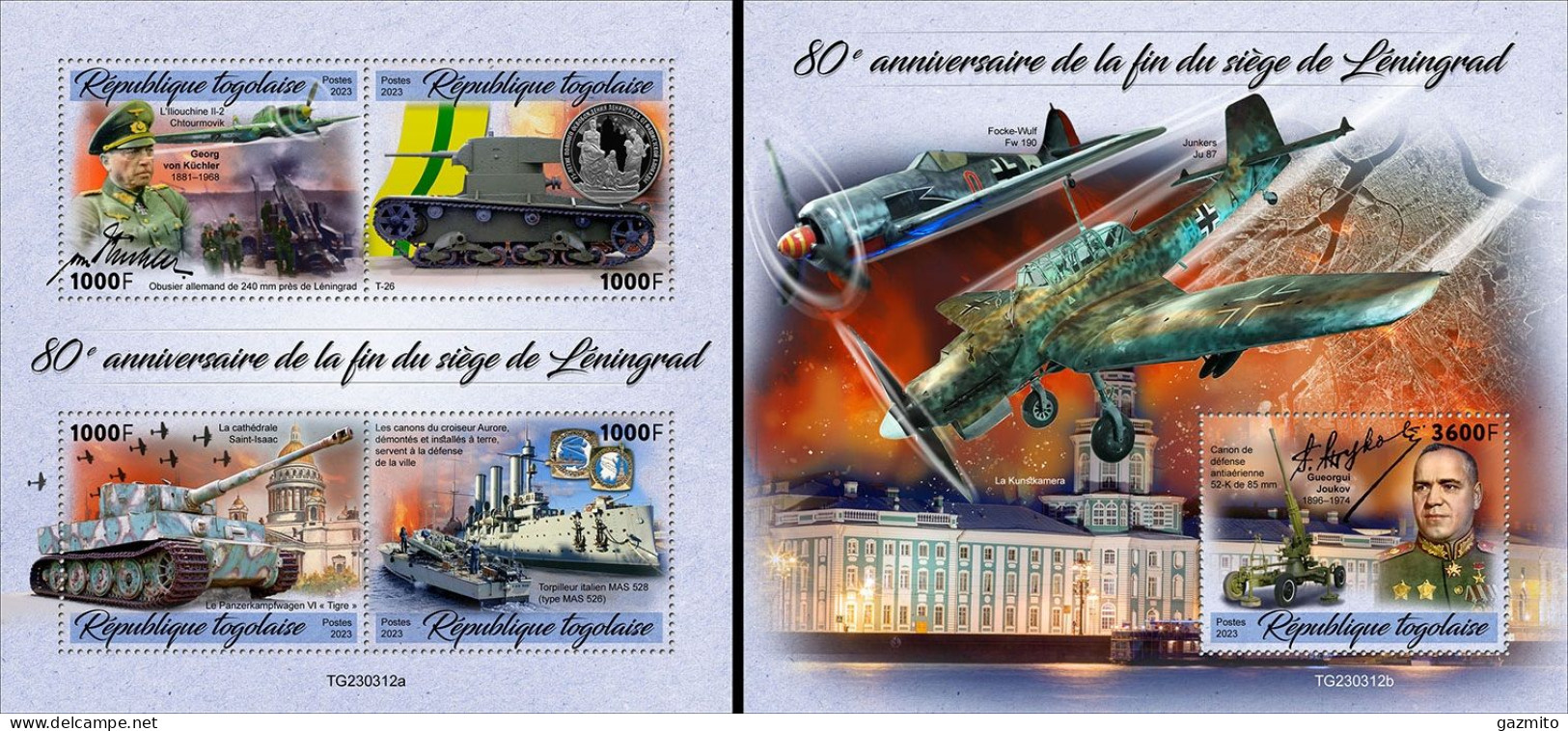 Togo 2023, WWII, Leningrad Battle, 4val In BF +BF - 2. Weltkrieg