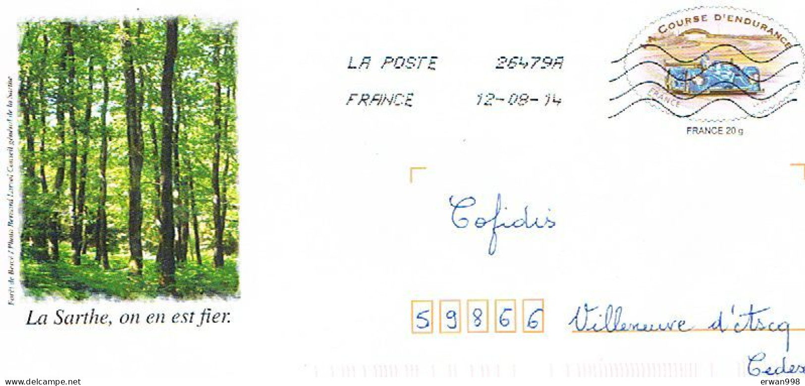 72 SARTHE PAP Forêt De Bercé Obl. TOSHIBA 26479A 12/8/1914 & 2 Flammes SECAP LE MANS   Thème Automobile  132 - Auto's