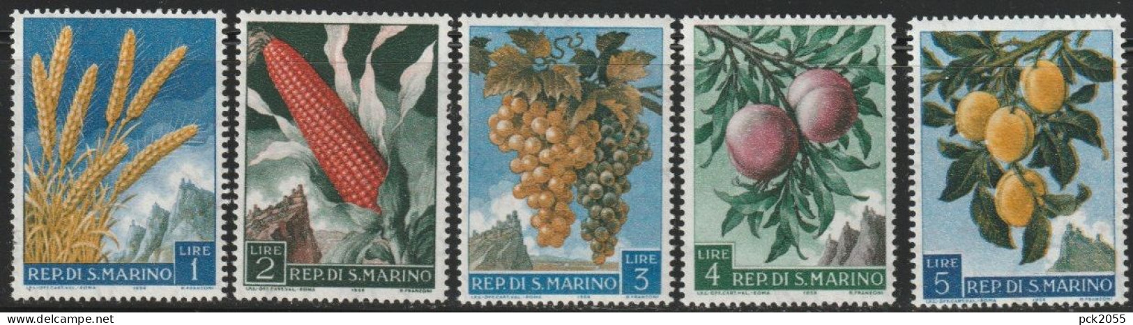 San Marino 1958 Mi Nr. 594 - 598 ** Postfrisch Früchte ( 632) Günstige Versandkosten - Neufs