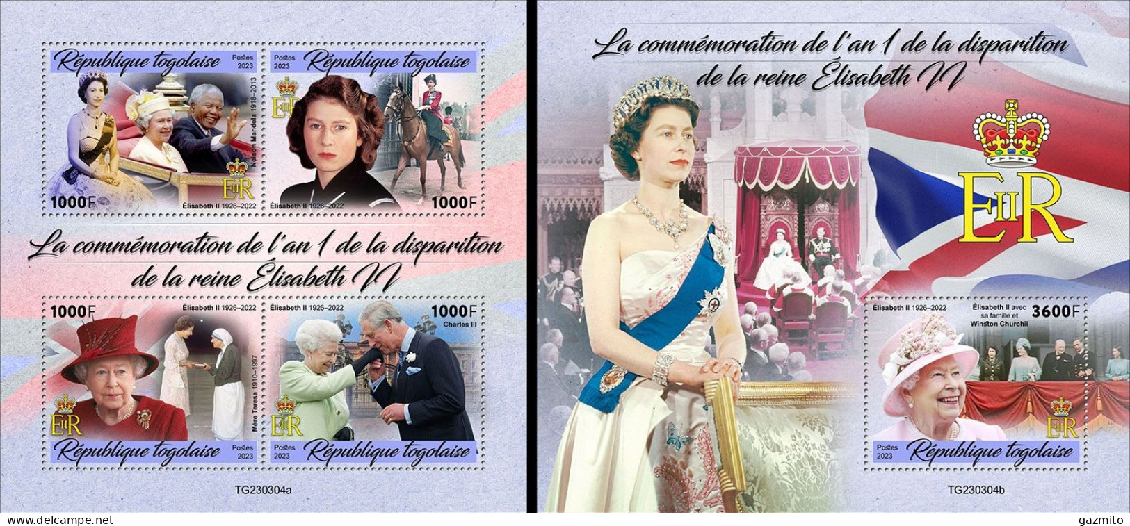 Togo 2023, Queen Elizabeth, 4val In BF +BF - Königshäuser, Adel